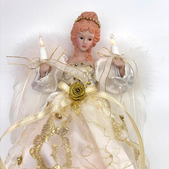 Kurt S. Adler 12" 10-Light Ivory & Gold Angel Christmas Treetop with Box Works - Picture 3 of 16